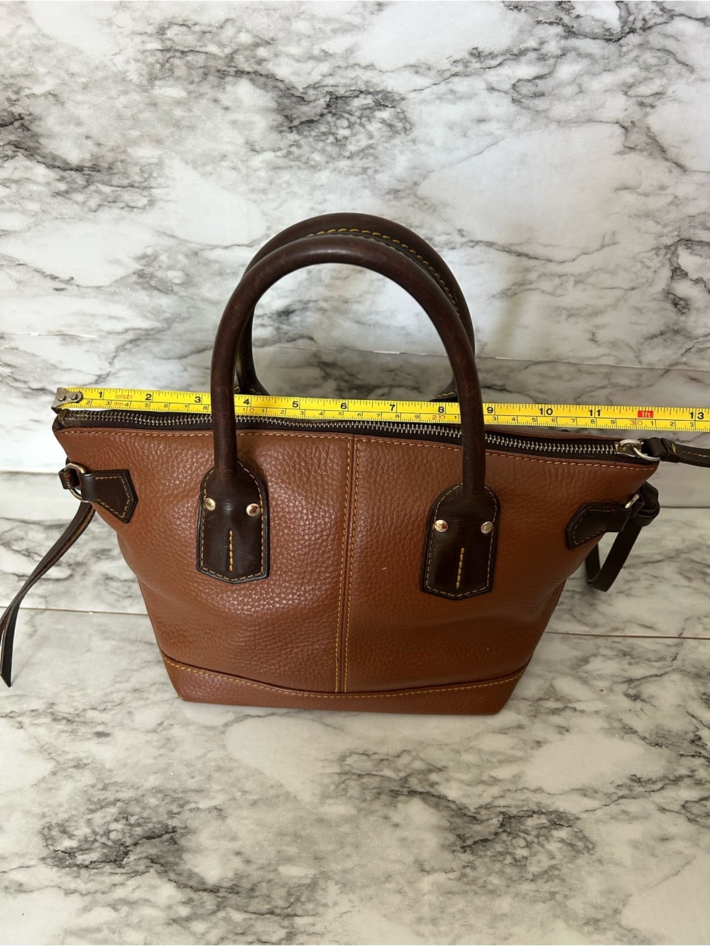 Dooney & Bourke | vintage Brown Pebbled Leather Satchel - Picture 14 of 16